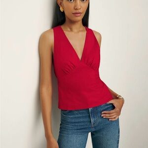 Reformation Red V-Neck Tank Top